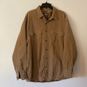 0453 Levi’s Jacket Men’s large Corduroy Shacket Button Down Fleece Lined tan